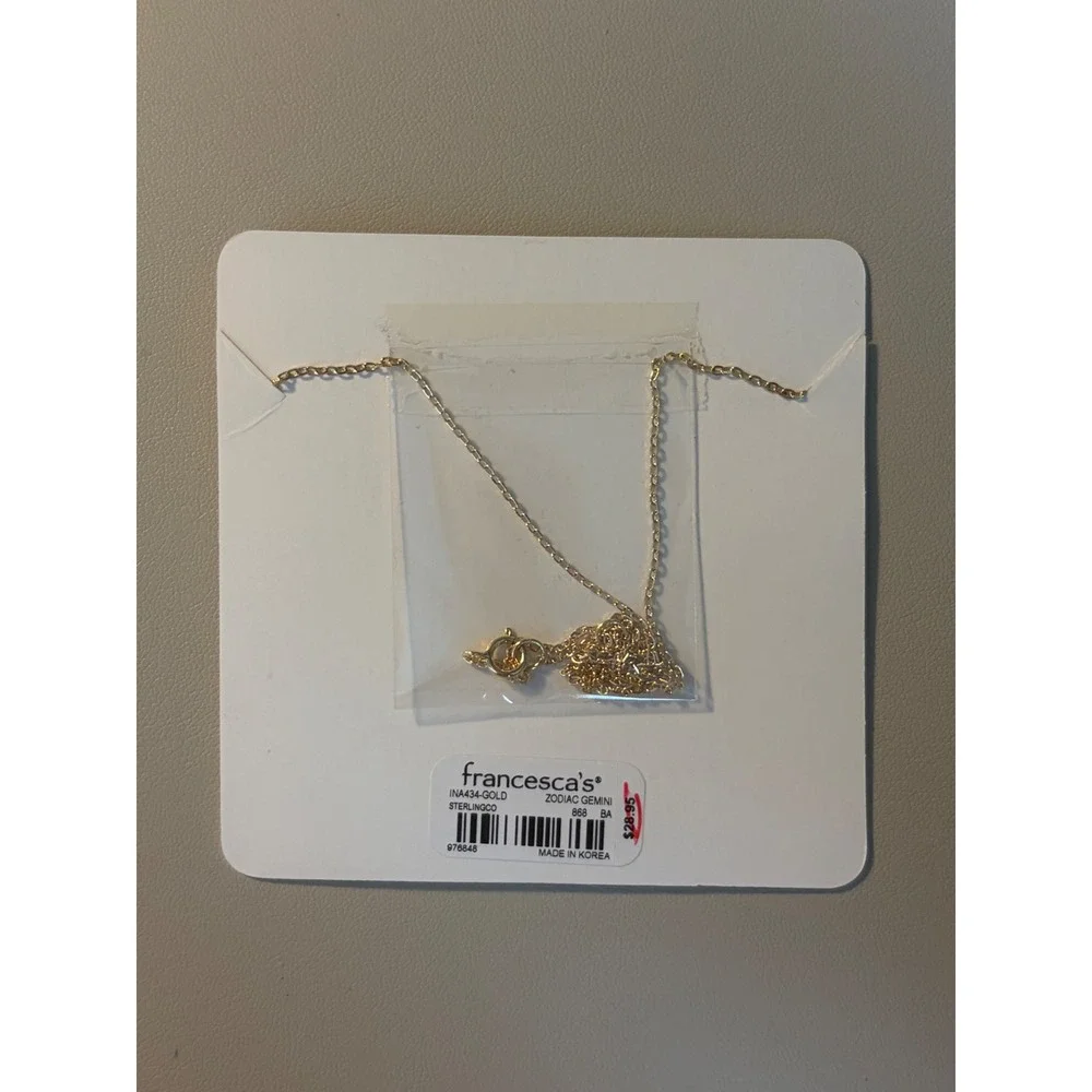 Francesca's Gemini Zodiac Constellation Necklace Gold Sterling Silver CZ New‎